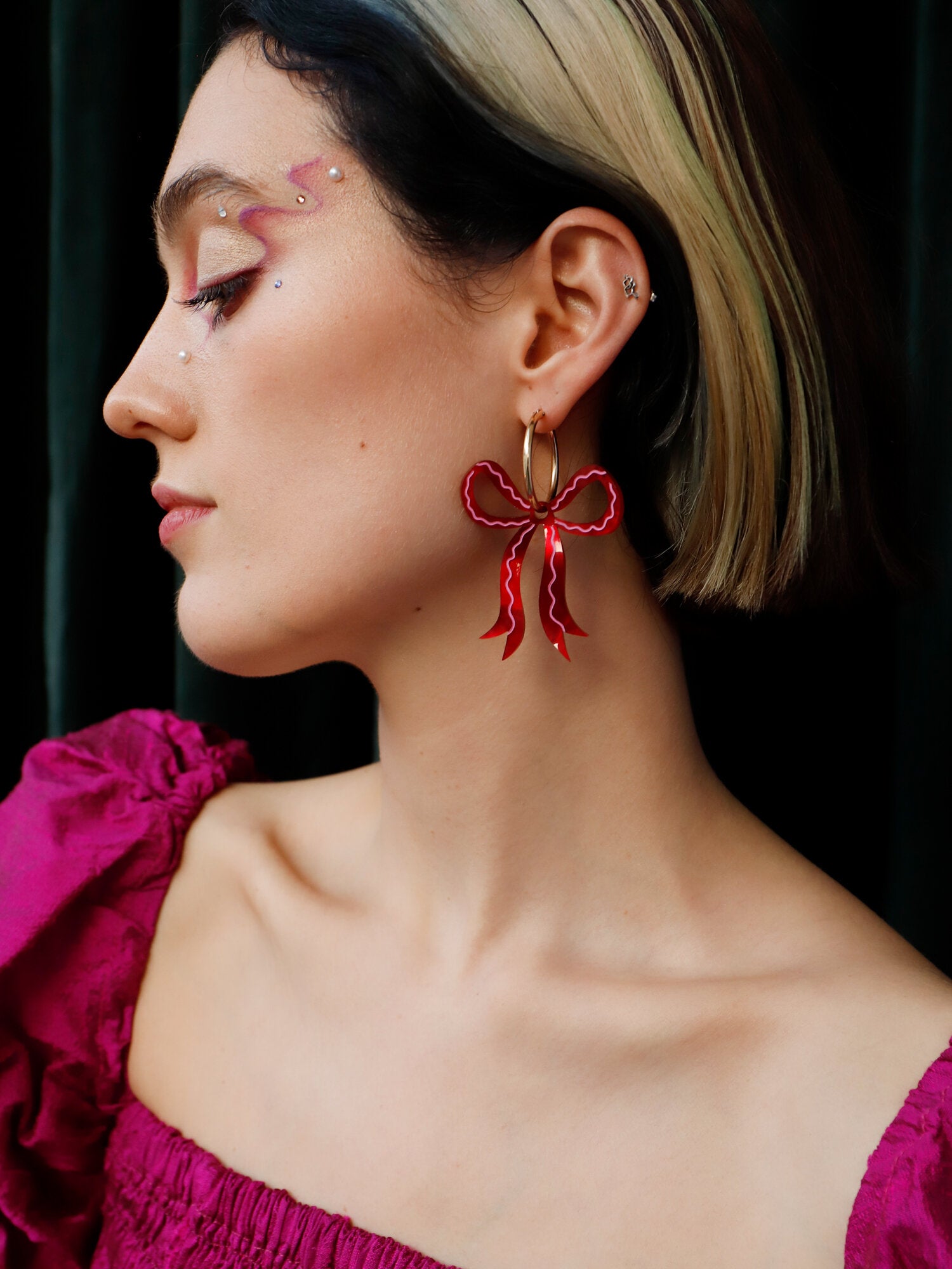 Red on sale bow earrings