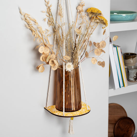 Hanging Plant Shelf - Daisy - Yellow