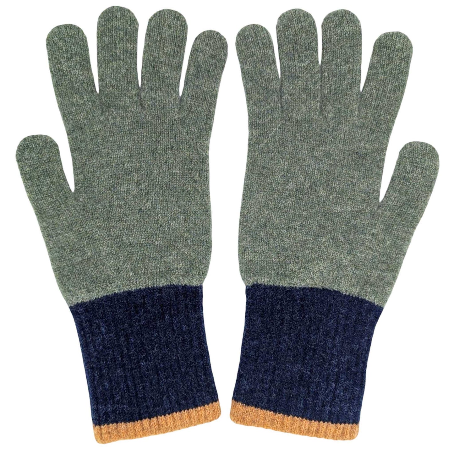 Green/navy Men's Lambswool Gloves