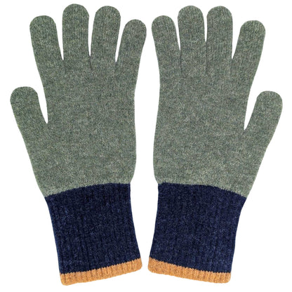 Green/navy Men's Lambswool Gloves