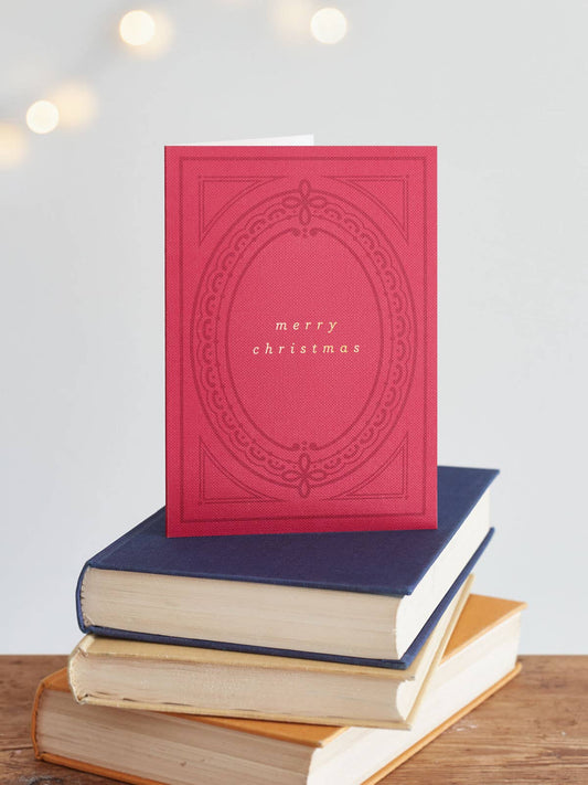 Merry Christmas Card | Vintage Greeting Card For Book Lovers