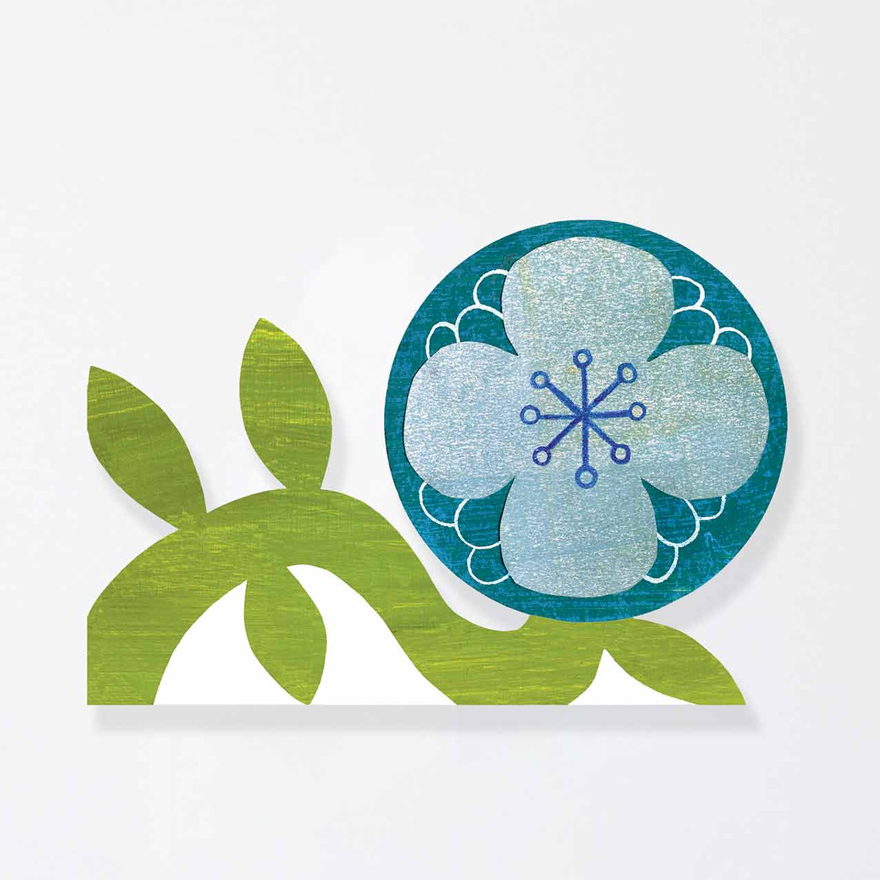 Blue Flower Shaped Greeting Card