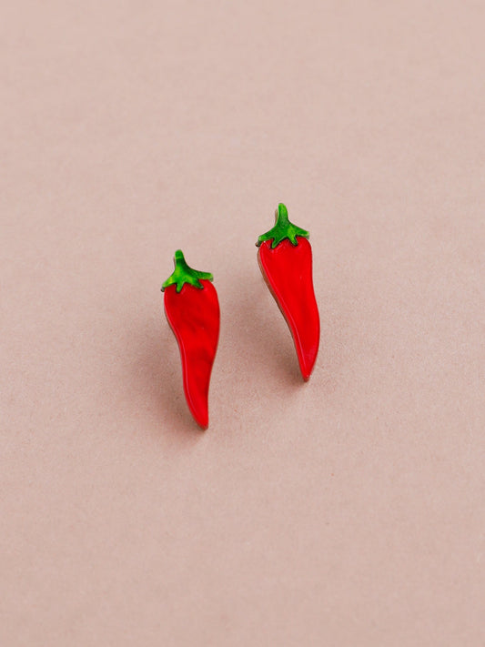 Mini Chilli Pepper Studs by Wolf and Moon