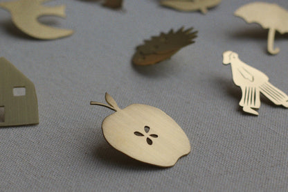 Solid Brass Brooch Pin - The Orchard (Apple)