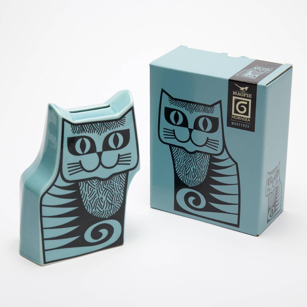 Cat Moneybox in Teal by Magpie x Hornsea