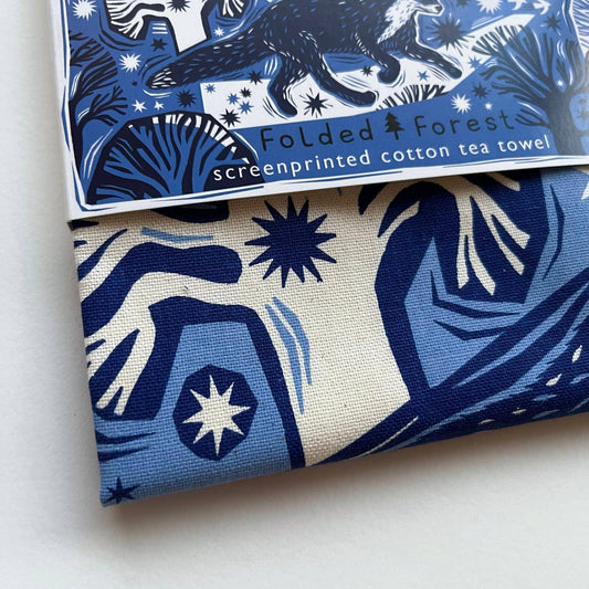 Midnight Fox Cotton Tea Towel
