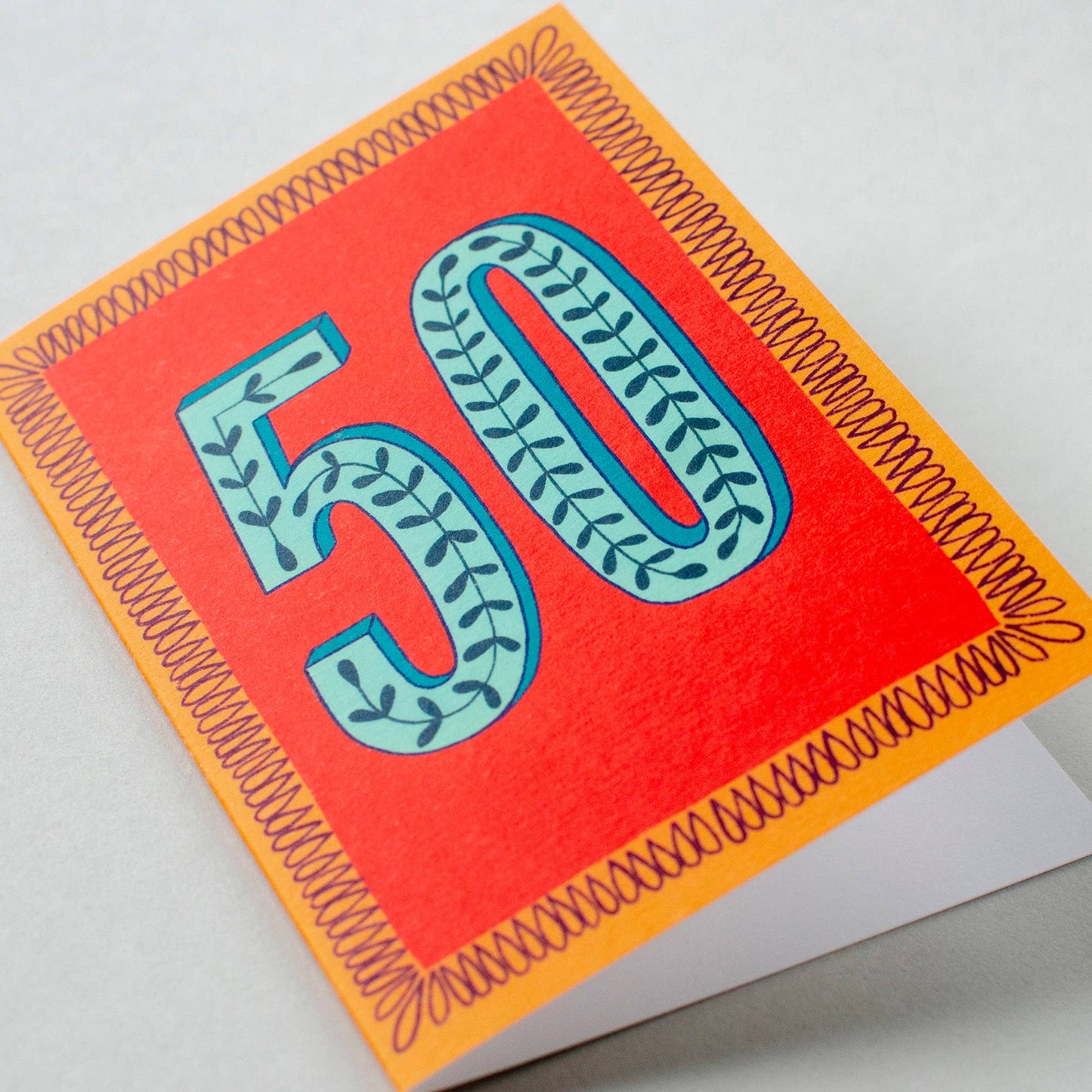 Happy 50th Birthday Greetings Card in Red