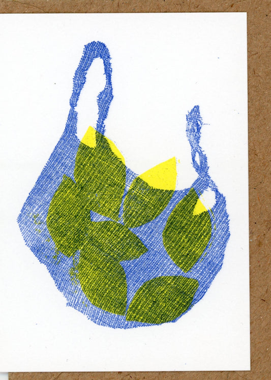 Lemons in Net Bag Greetings Card A7