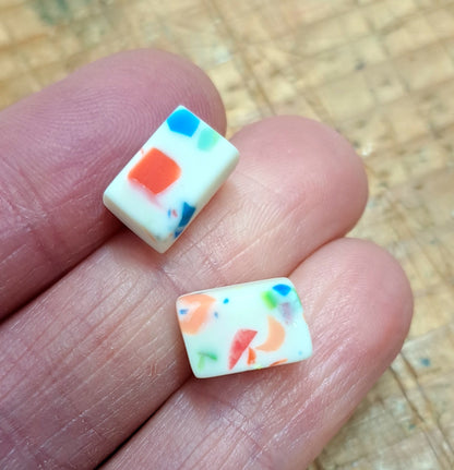 Rainbow Brights Speckle -  Chunky Block Stud Earrings