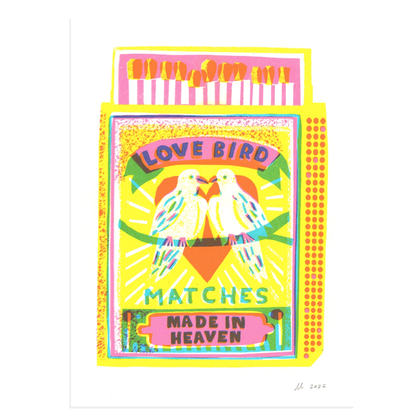 Love Bird Matches - A4 Riso Art Print