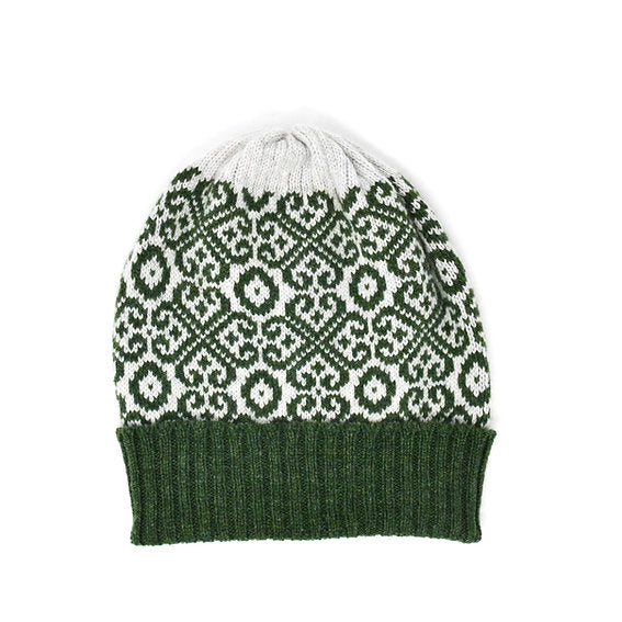 Moss Green and Grey Lambswool Hat