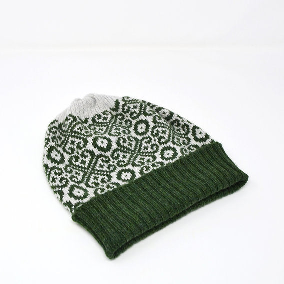 Moss Green and Grey Lambswool Hat