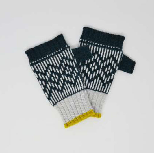 Petrol Fingerless Lambswool Gloves