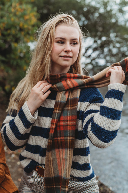 Lambswool Scarf in Stewart Dress Antique Tartan