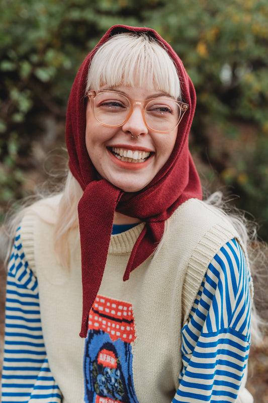 Merino Wool Triangle Scarf in Burgundy