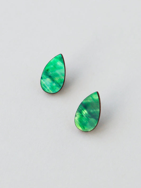 Raindrop Studs in Emerald - Wolf and Moon