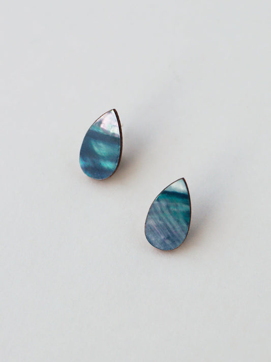 Raindrop Studs in Sea Blue -Wolf and Moon