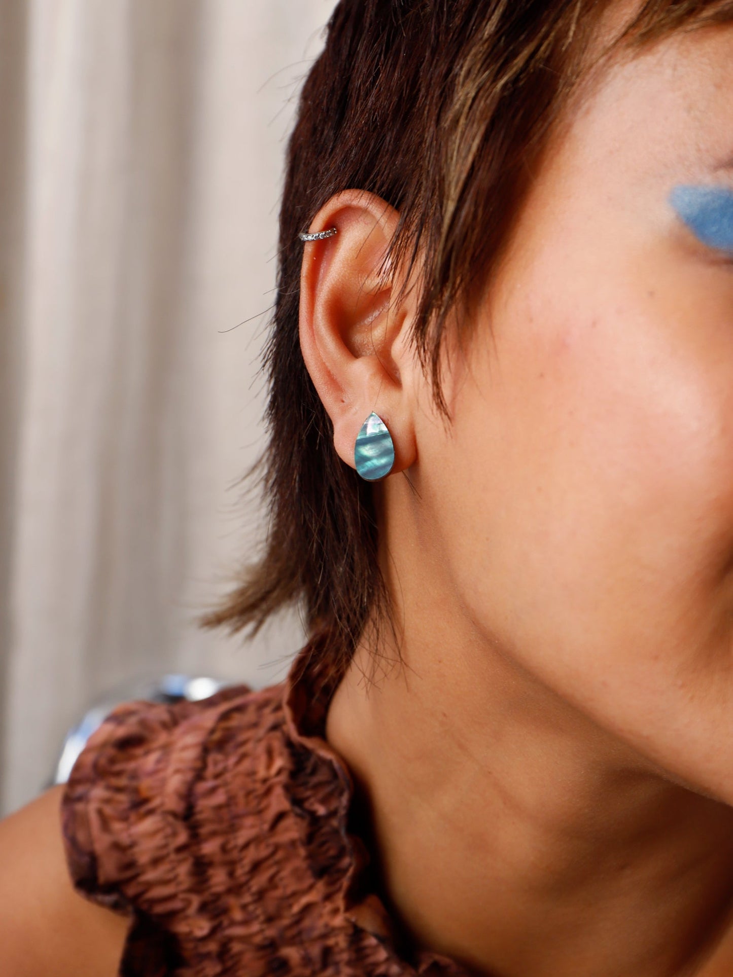Raindrop Studs in Sea Blue -Wolf and Moon