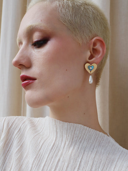 Robyn Drop Studs in Blue Mother of Pearl