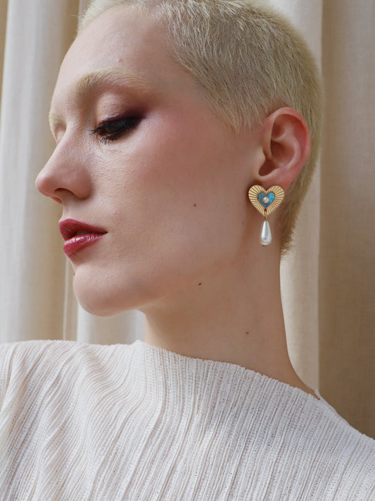 Robyn Drop Studs in Blue Mother of Pearl