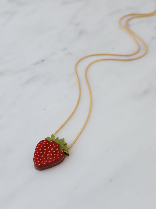 Mini Strawberry Necklace by Wolf and Moon