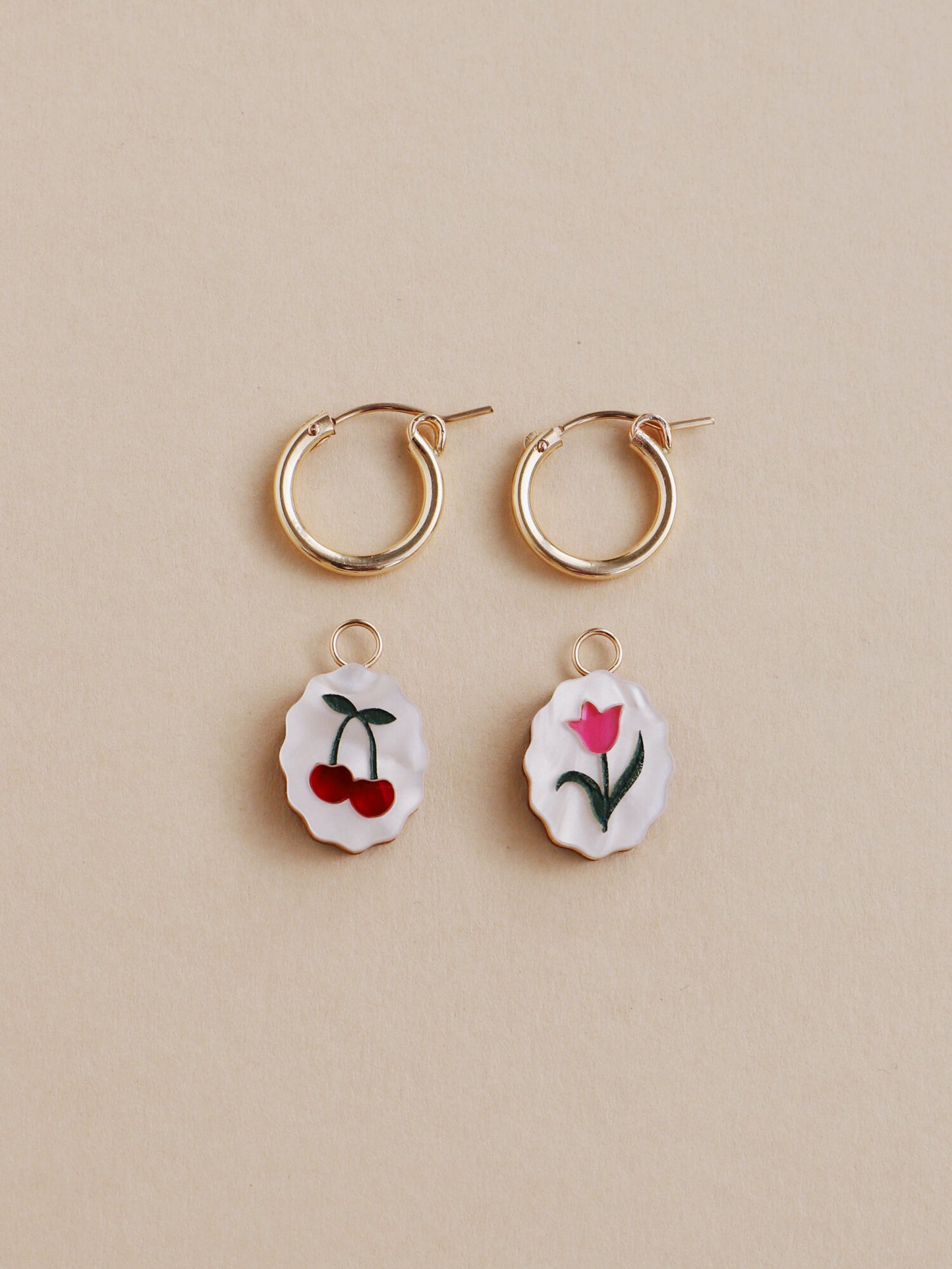 Tulip and Cherry Charm Earrings