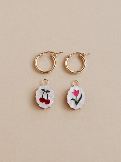 Tulip and Cherry Charm Earrings