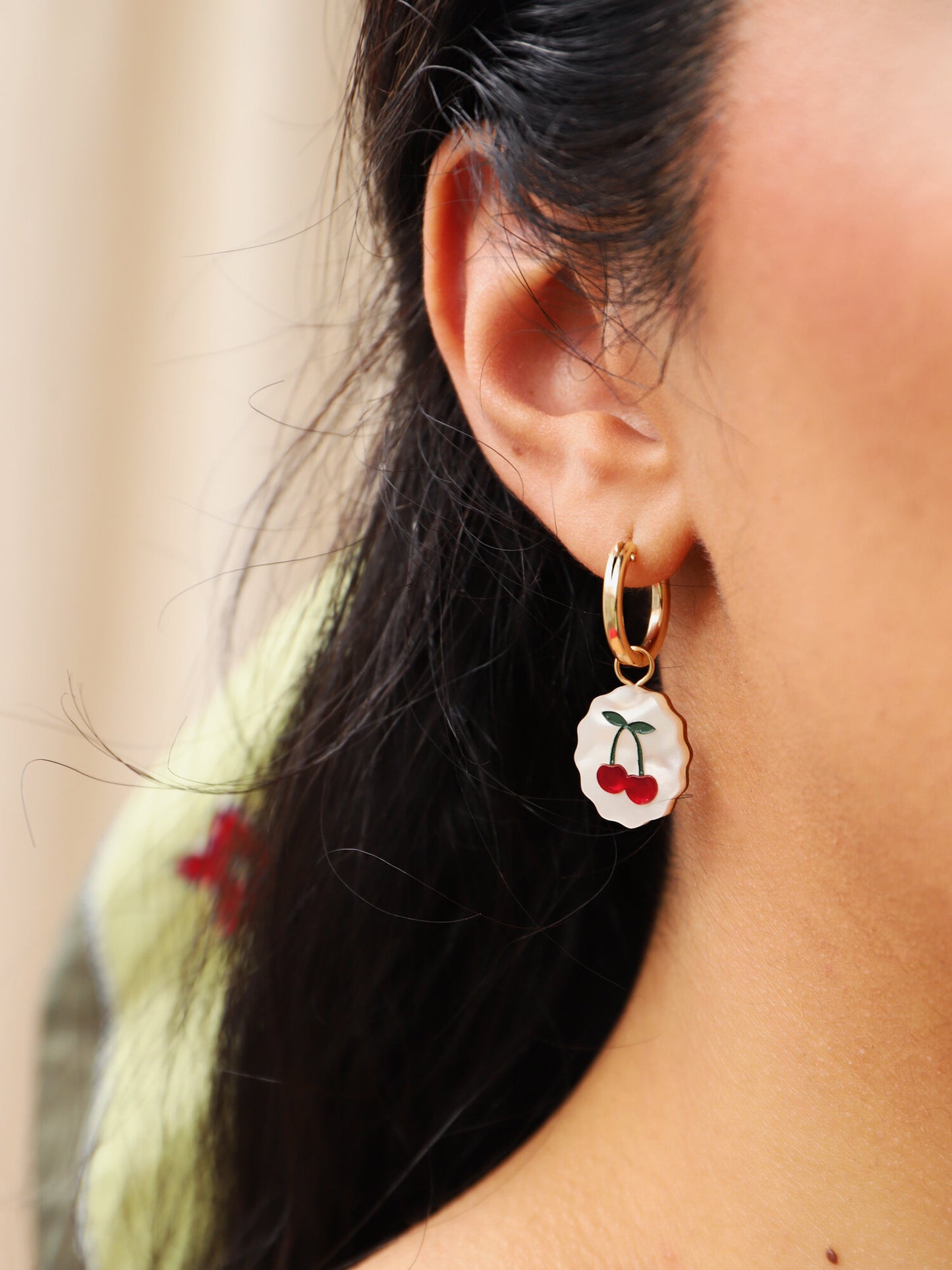 Tulip and Cherry Charm Earrings