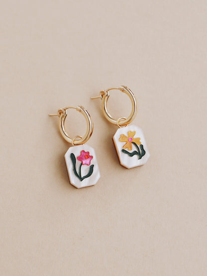 Wildflower Charm Hoops