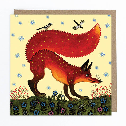 Red Fox on Light Yellow Greeting Card