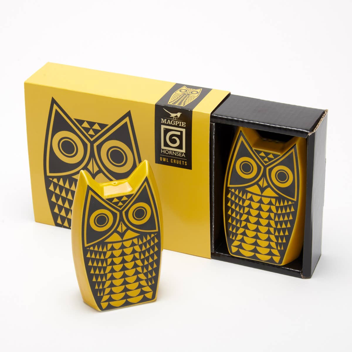 Owl Cruet Set in Yellow by Magpie x Hornsea